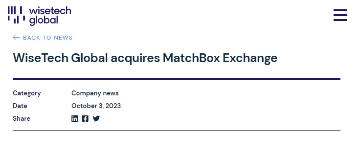 WiseTech Global宣布收购集装箱线上交易平台MatchBox Exchange