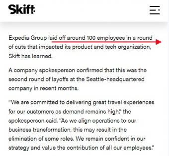 Expedia在近一轮裁员中解雇约100名员工：占其全球员工总数的不到1%