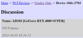 英伟达将带来三款 RTX 40 系 SUPER 显卡:带有 AD103 GPU 核心，PCI ID 为 2703