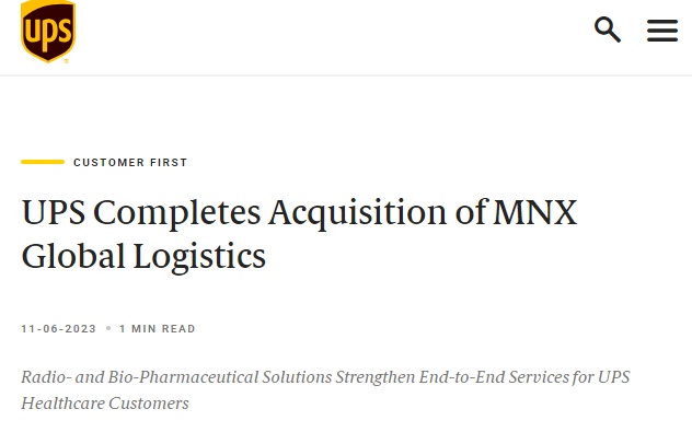 UPS完成对全球物流提供商MNX的收购