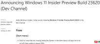 微软发布Windows 11 Dev预览版Build 23620更新