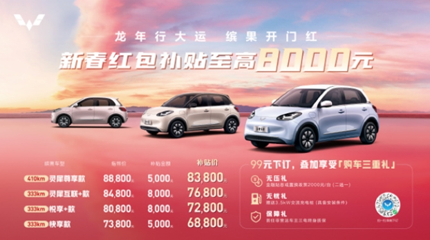 五菱缤果加入车市价格战，最高补贴8000元